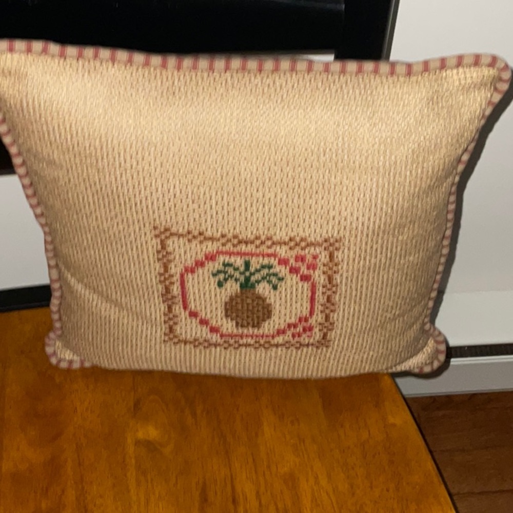 Handmade cross stitch accent pillow